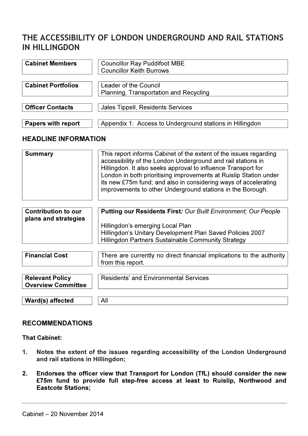 The Accessibility of the London Underground & Rail Stations In