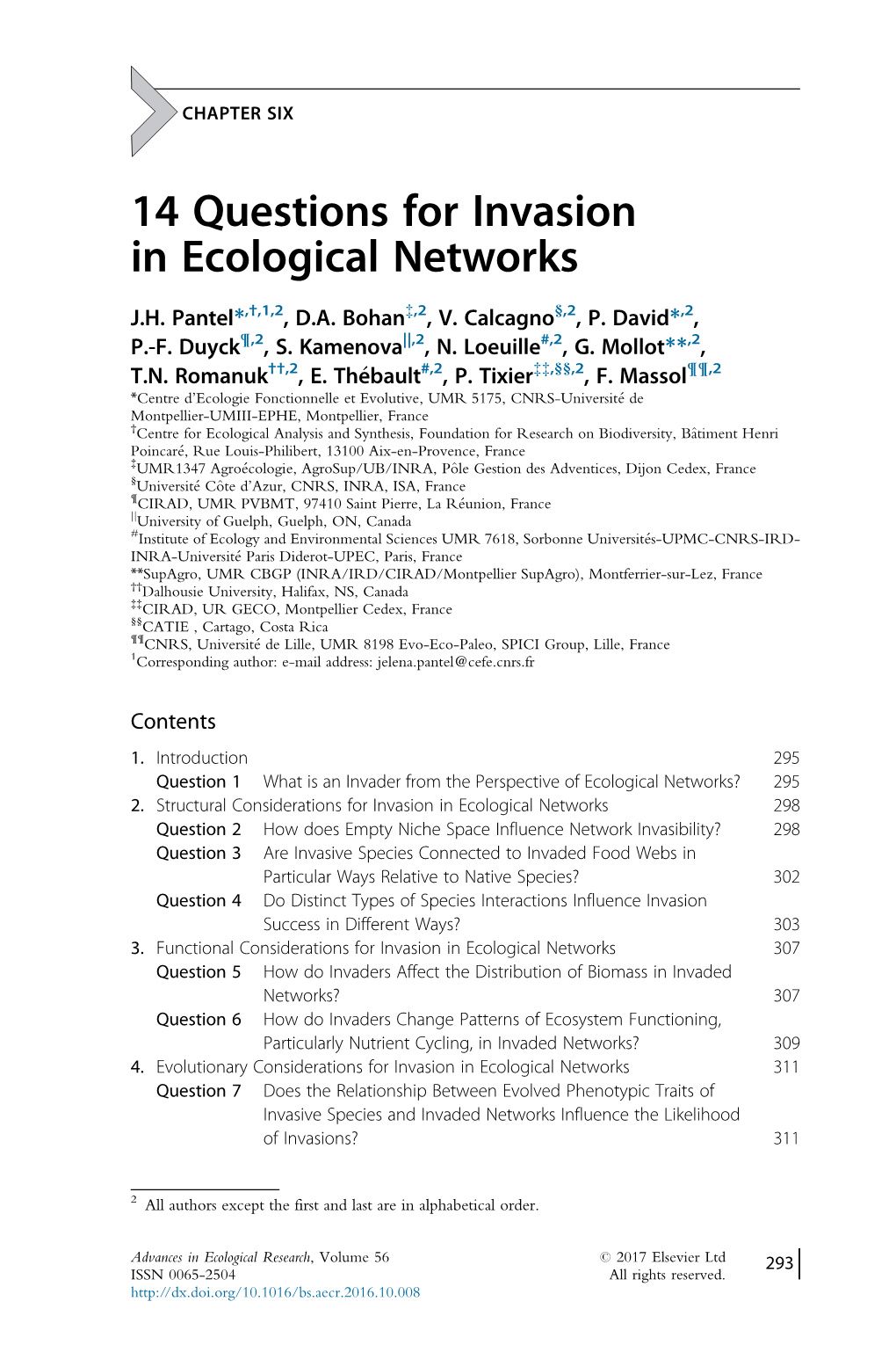 14 Questions for Invasion in Ecological Networks