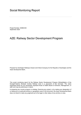 AZE: Railway Sector Development Program Social Monitoring Report