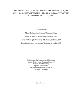 ROLE of Ca and SODIUM-CALCIUM EXCHANGER