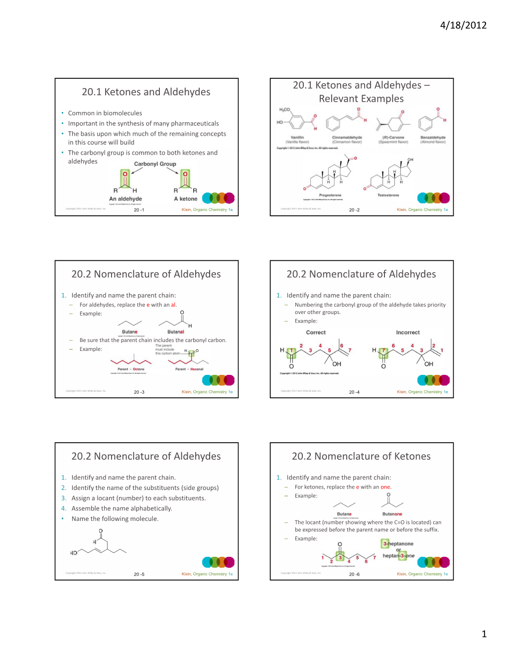 20.1 Ketones and Aldehydes – Relevant Examples