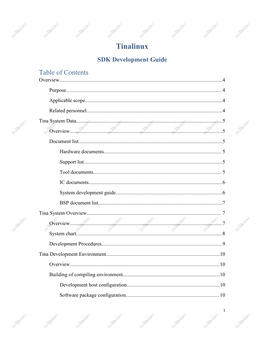 Tinalinux SDK Development Guide Table of Contents Overview