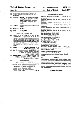 United States Patent (19) 11 Patent Number: 4,939,145 Lau Et Al