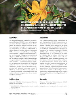 4. Melastomataceae De La Región Amazónica Colombiana