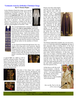Vestments Worn by Orthodox Christian