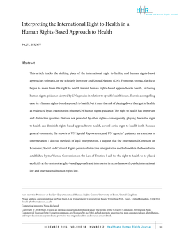 Interpreting the International Right to Health in a Human Rights-Based Approach to Health