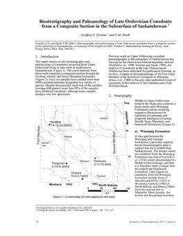 Biostratigraphy and Paleoecology of Late Ordovician Conodonts from a Composite Section in the Subsurface of Saskatchewan 1