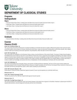 Department of Classical Studies