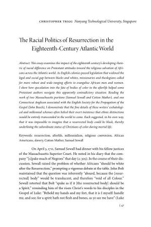 The Racial Politics of Resurrection in the Eighteenth- Century Atlantic World