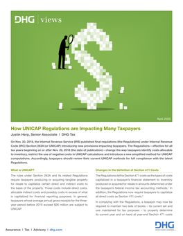 How UNICAP Regulations Are Impacting Many Taxpayers Justin Herp, Senior Associate | DHG Tax