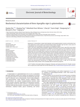 Biochemical Characterization of Three Aspergillus Niger Β-Galactosidases