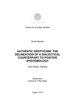 Authentic Skepticism: the Delineation of a Dialectical Counterpart to Positive Epistemology
