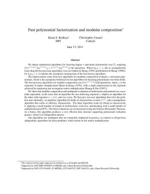 Fast Polynomial Factorization and Modular Composition∗