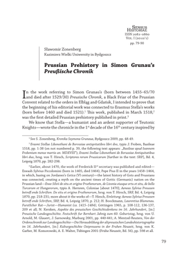 Prussian Prehistory in Simon Grunau's Preußische Chronik
