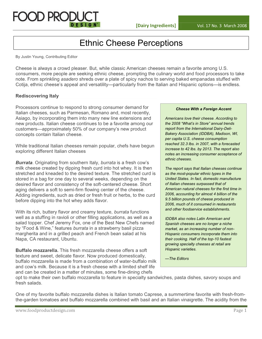 Ethnic Cheese Perceptions