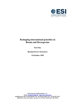 Reshaping International Priorities in Bosnia and Herzegovina