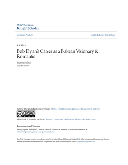 Bob Dylan's Career As a Blakean Visionary & Romantic