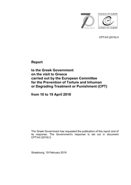 Report to the Greek Government on the Visit to Greece Carried out by The