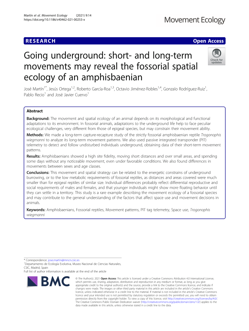 And Long-Term Movements May Reveal the Fossorial Spatial Ecology of an Amphisbaenian