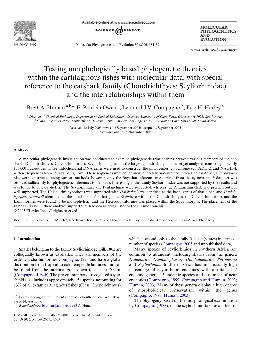 Testing Morphologically Based Phylogenetic Theories Within The