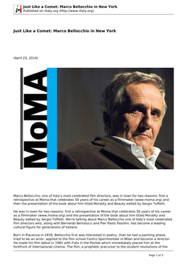 Marco Bellocchio in New York Published on Iitaly.Org (