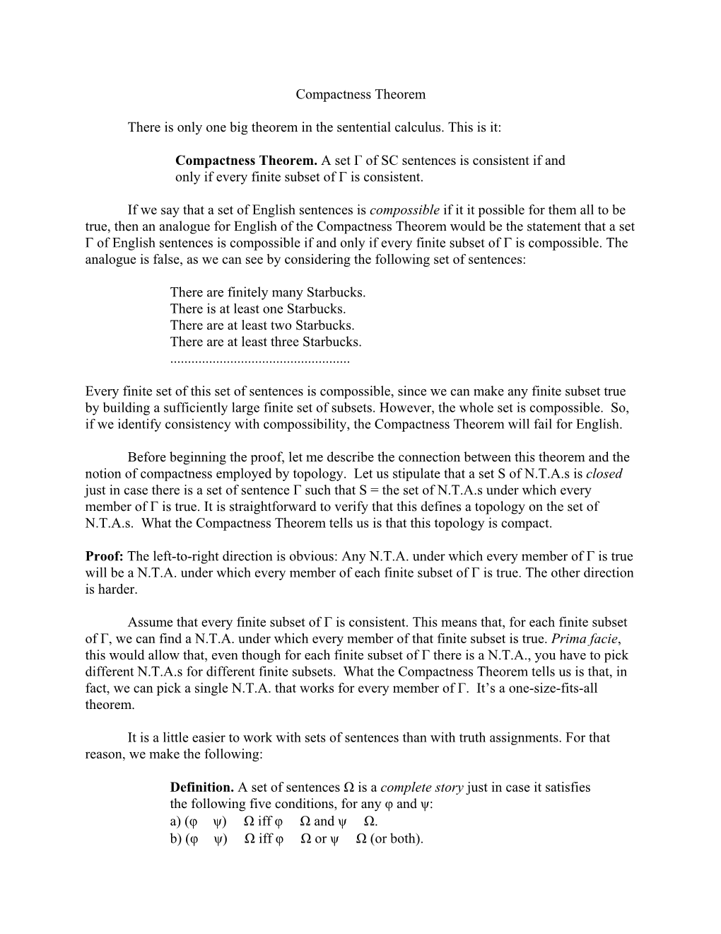 Compactness Theorem