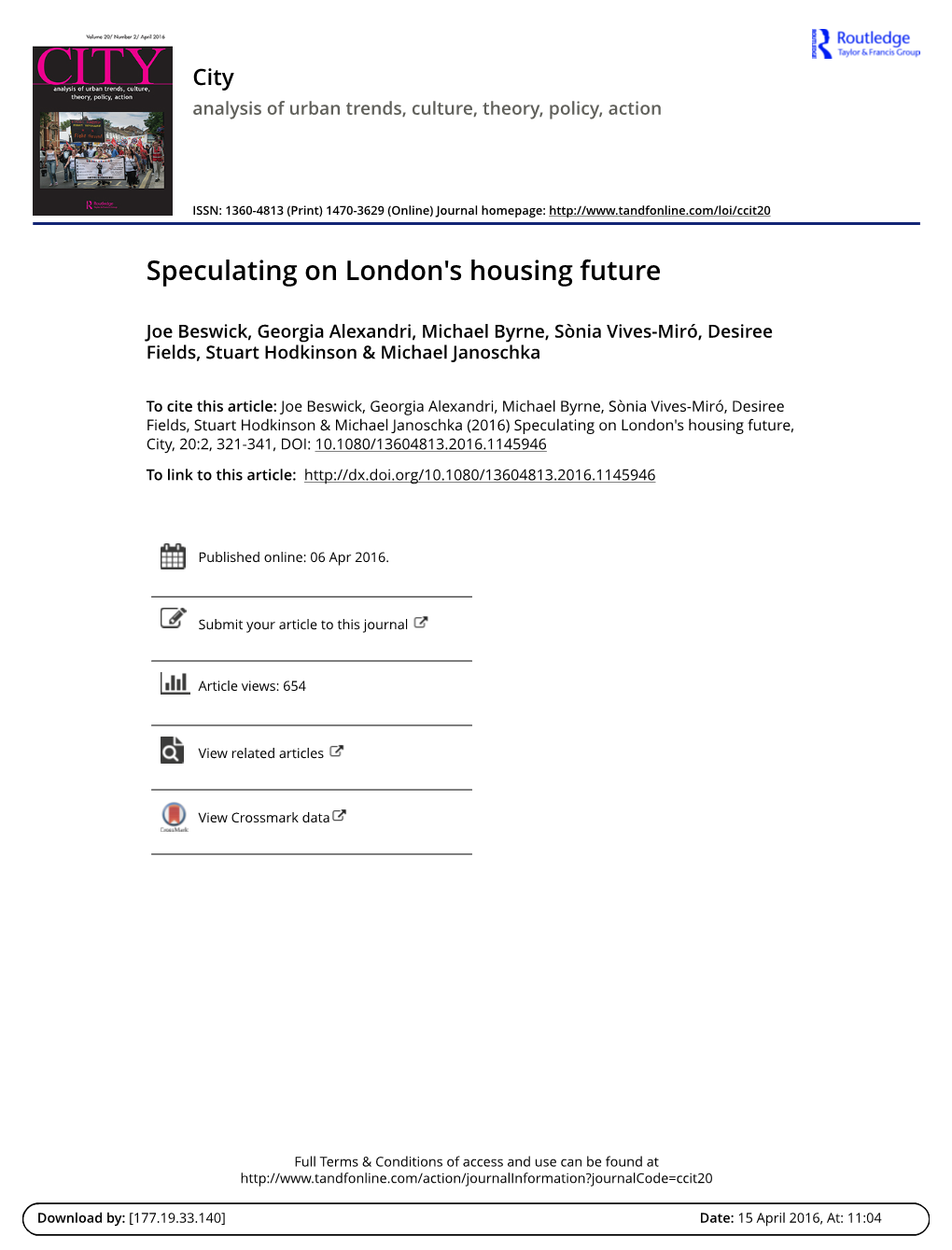 Speculating on London's Housing Future