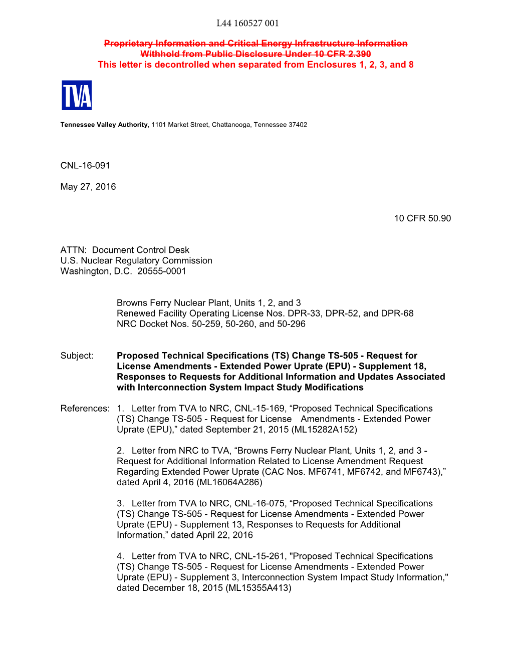 Brown Ferry, Units 1, 2 & 3, Responses to Requests for Additional Information and Updates Associated with Interconnection Sy