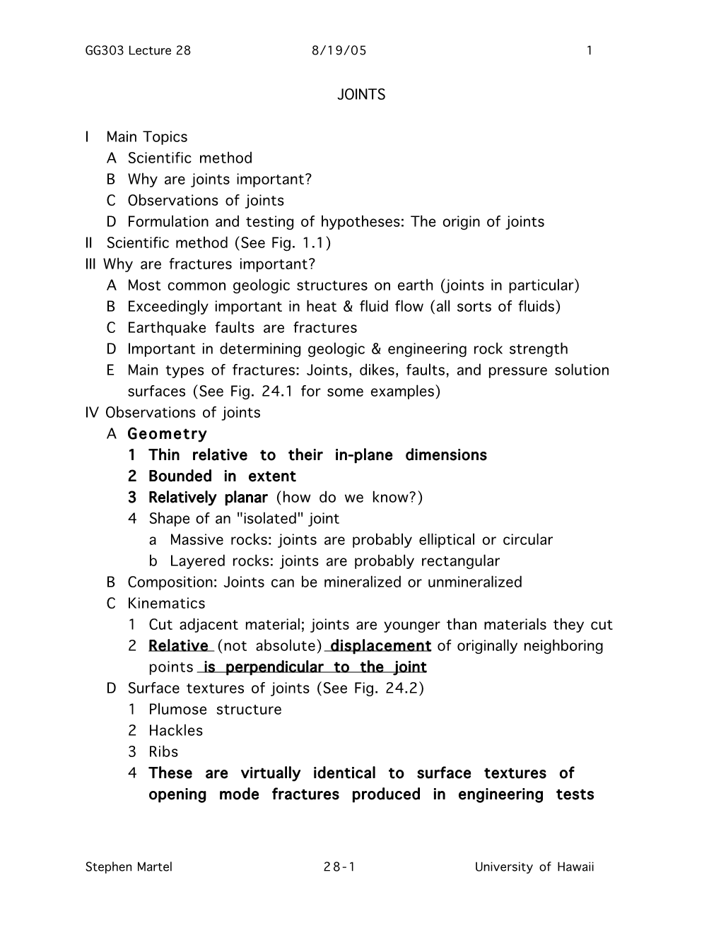 C Observations of Joints D Formulation and Testing of Hypotheses: the Origin of Joints II Scientific Method (See Fig