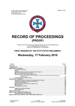 Record of Proceedings (Proof)
