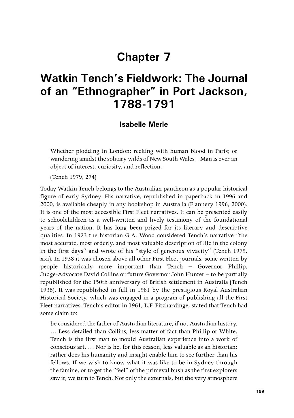 Watkin Tench's Fieldwork