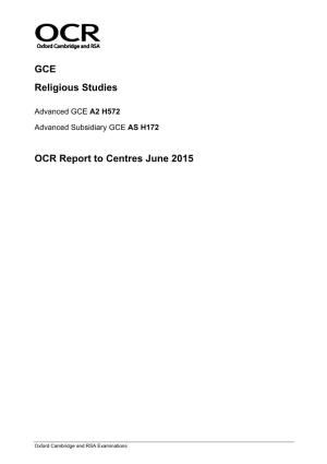 Report to Centres Religious Studies H172, H572 June 2015