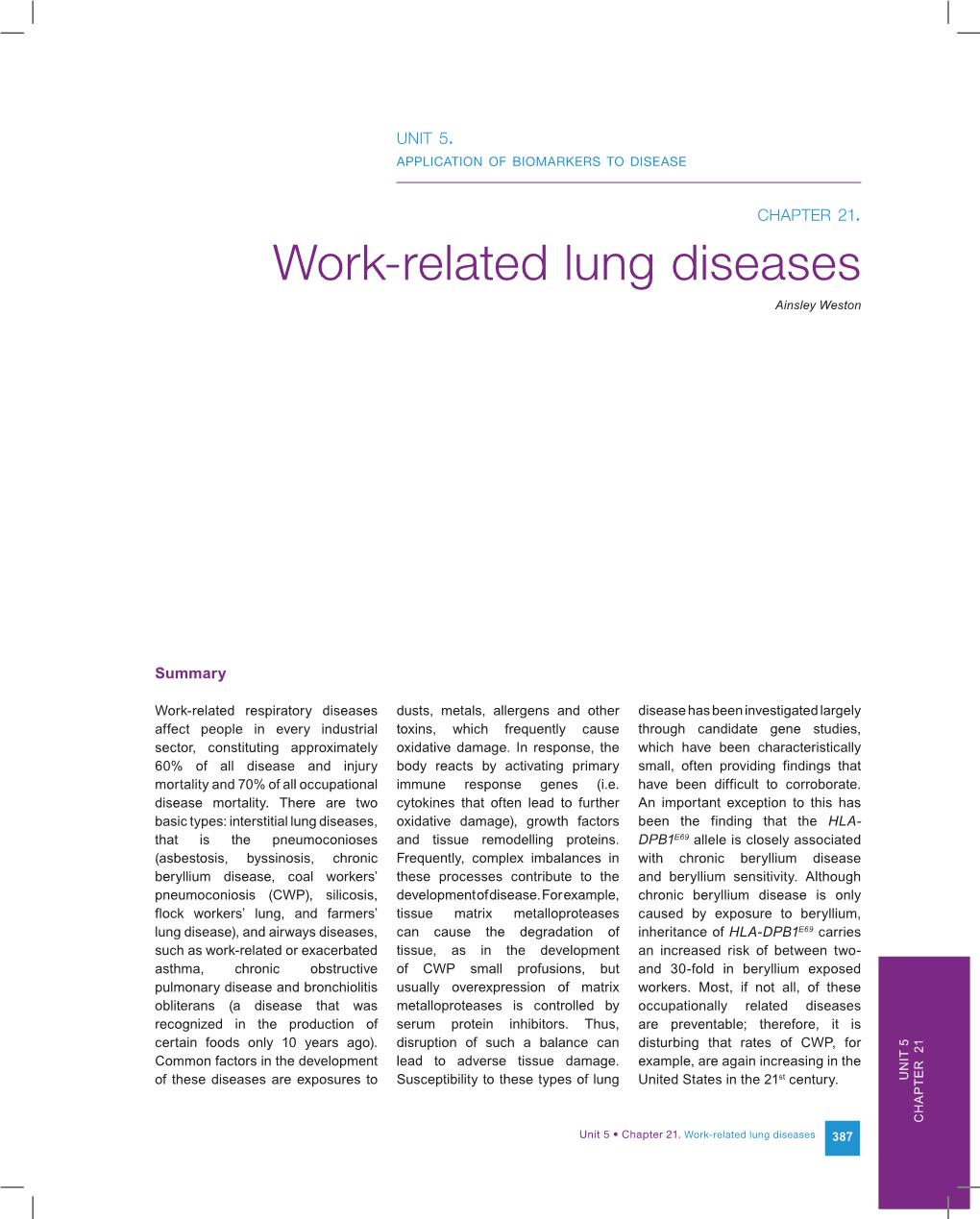 Work-Related Lung Diseases Ainsley Weston
