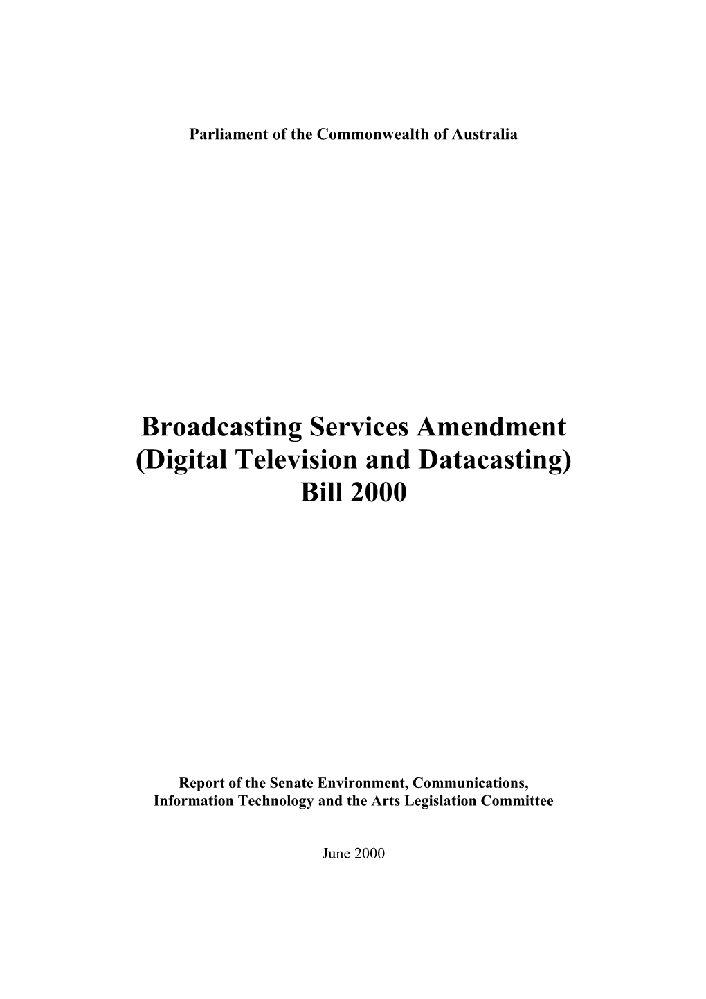 Digital Television and Datacasting) Bill 2000