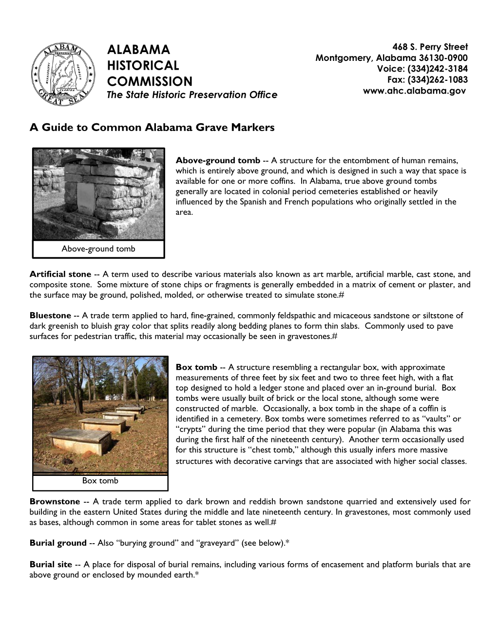 Cemetery Survey Instructions & Glossary