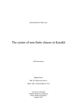 The Syntax of Non-Finite Clauses in Kazakh