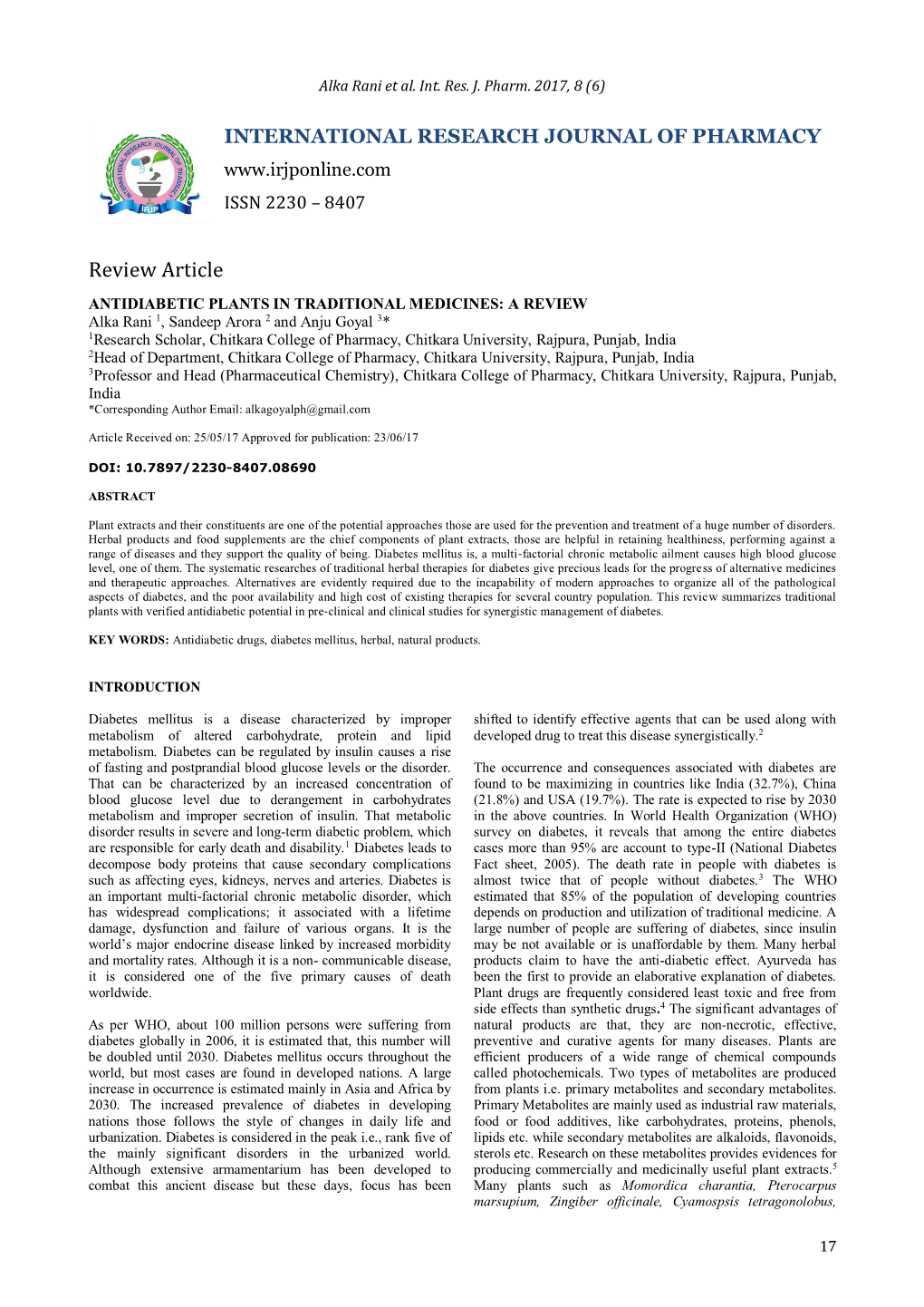 Antidiabetic Plants in Traditional Medicines