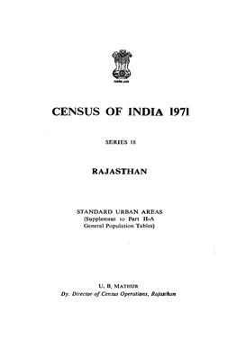 Standard Urban Areas, Part II-A,Series-18, Rajasthan