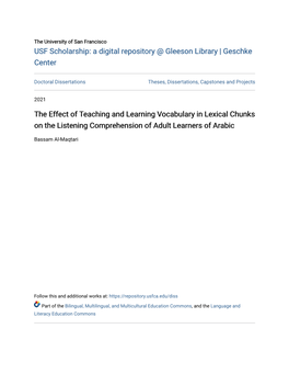 The Effect of Teaching and Learning Vocabulary in Lexical Chunks on the Listening Comprehension of Adult Learners of Arabic