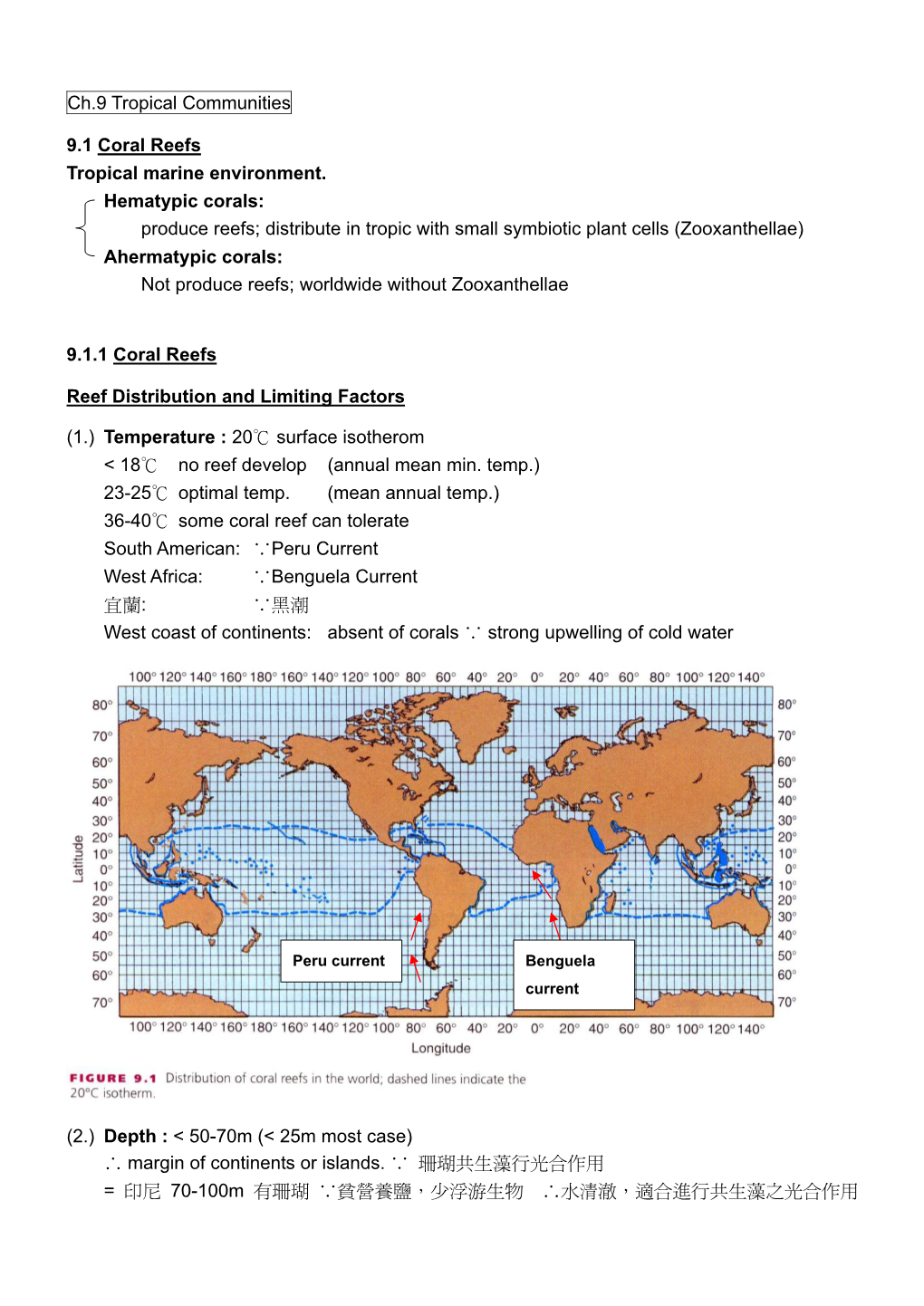 Ch.9 Tropical Communities 9.1 Coral Reefs Tropical Marine Environment