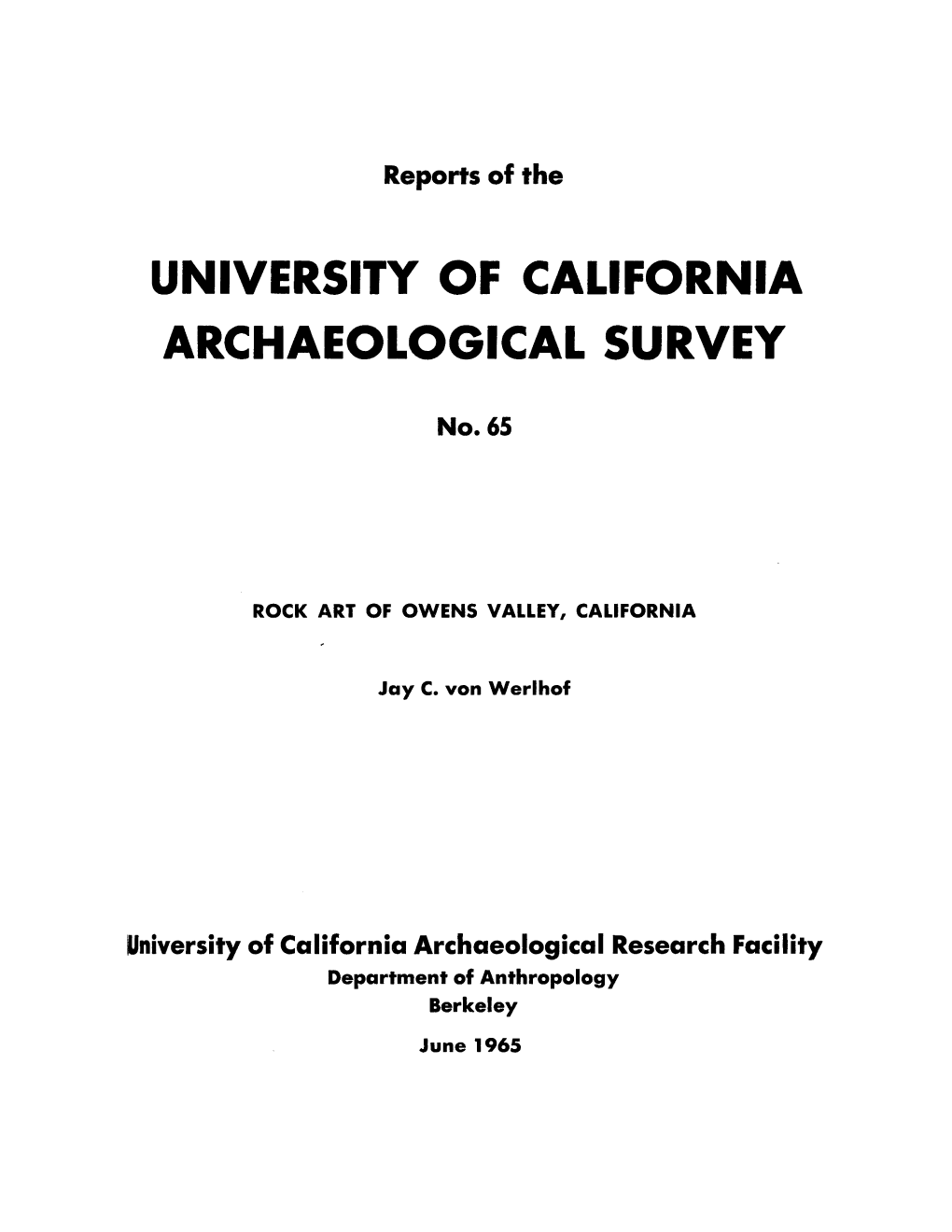 University of California Archaeological Survey