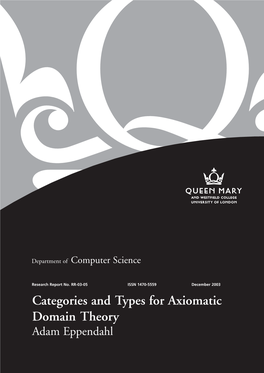 Categories and Types for Axiomatic Domain Theory Adam Eppendahl