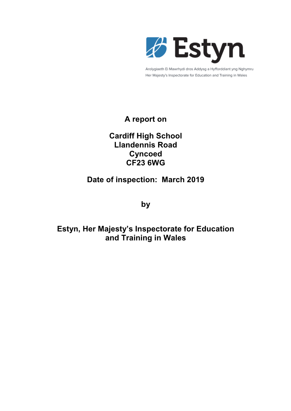 Cardiff High School Inspection Report 2019 PDF File