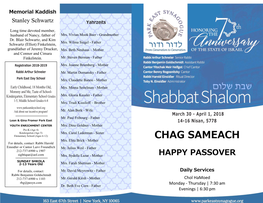 CHAG SAMEACH for Details, Contact: Rabbi Harold Einsidler Or Cantor Laivi Freundlich Mr