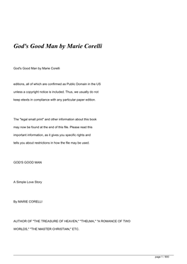 God's Good Man by Marie Corelli&lt;/H1&gt;