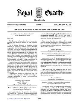 NS Royal Gazette Part I