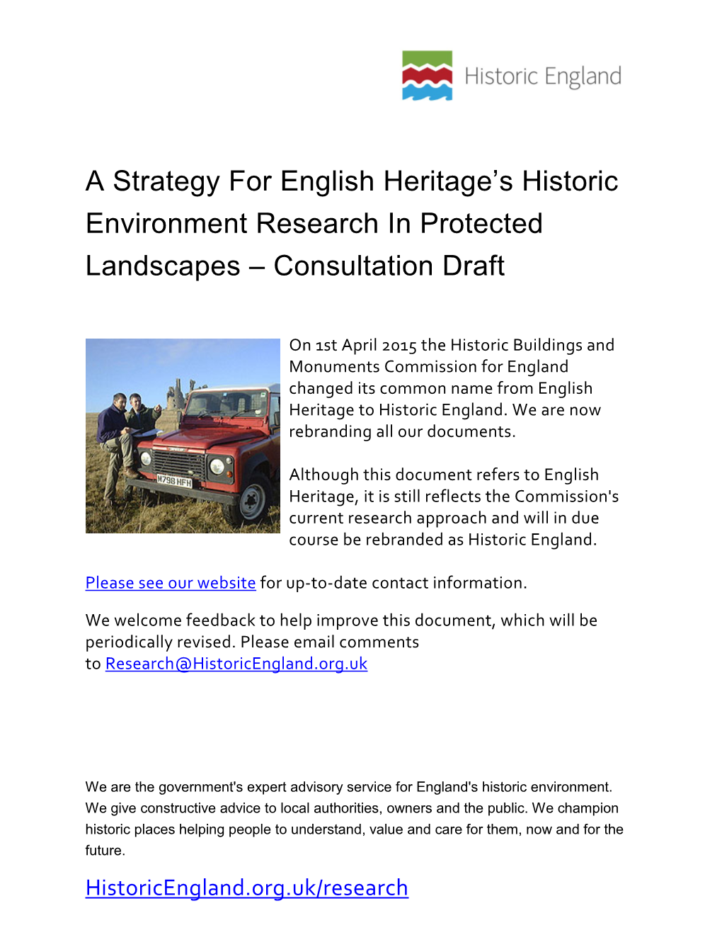 A Strategy for English Heritage's Historic Environment Research In