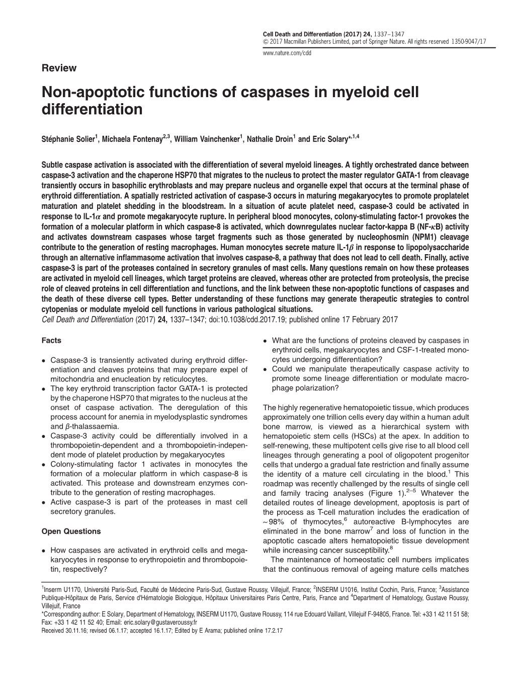 Non-Apoptotic Functions of Caspases in Myeloid Cell Differentiation