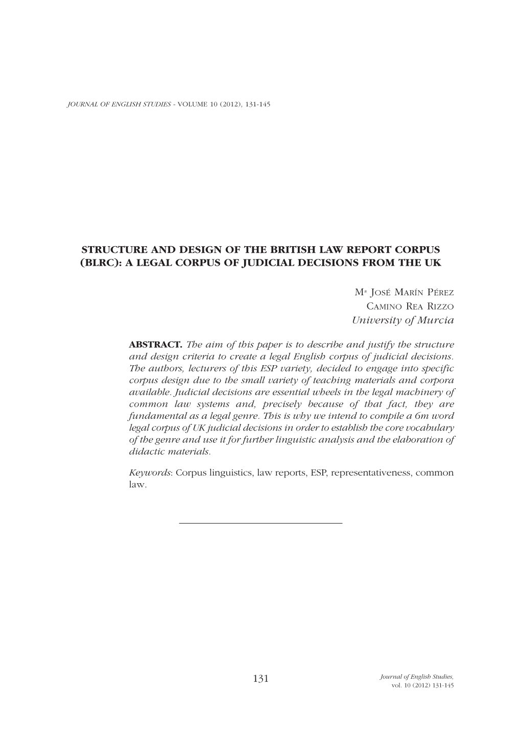 Structure and Design of the British Law Report Corpus (Blrc): a Legal Corpus of Judicial Decisions from the Uk