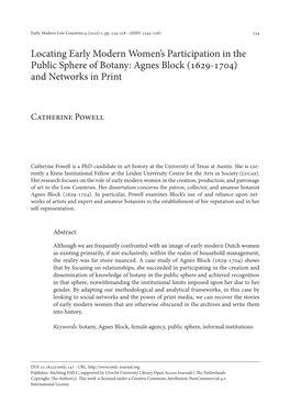 Agnes Block (1629-1704) and Networks in Print